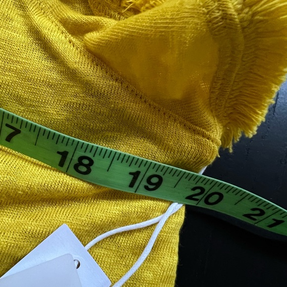 NEW ! CHICO'S Mustard Yellow Linen Ruffled Sleeveless Top - sz 12 (chicos 2) - Picture 8 of 8